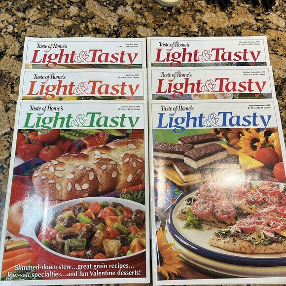 Taste of Homes Light And Tasty Cooking Recipe Magazines 2004 Back Issue Set Of 6 - Picture 1 of 13